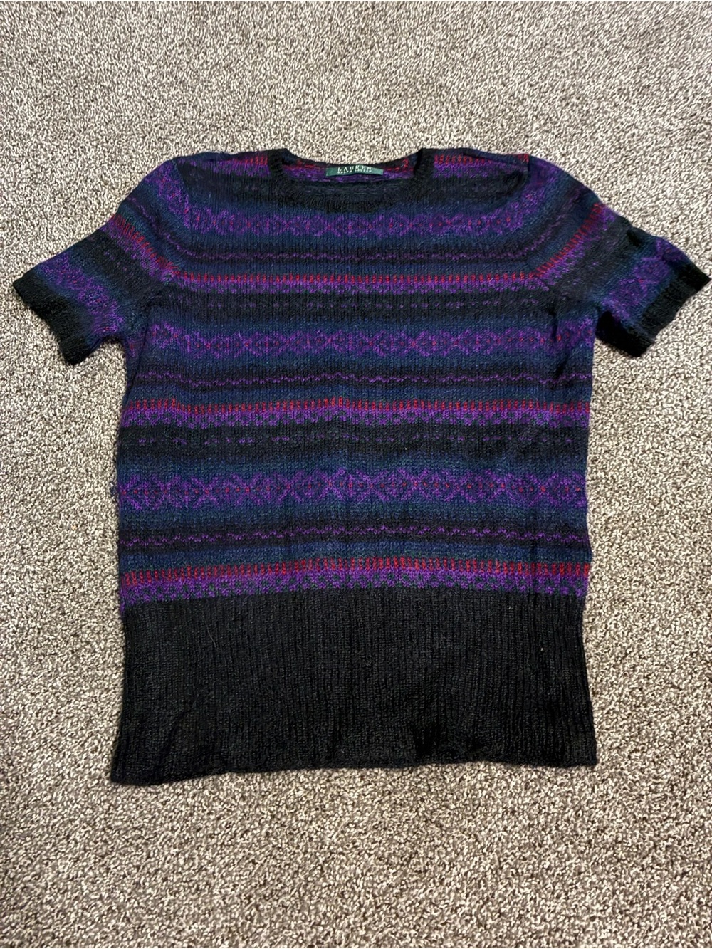 Ralph Lauren Black & Purple Crewneck Short-Sleeve Sweater